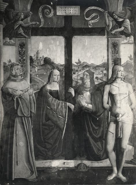 Anonimo — Bernardino di Antignano. St. Francis, St. Helena, Constantine, St. Sebastian — insieme, prima del restauro